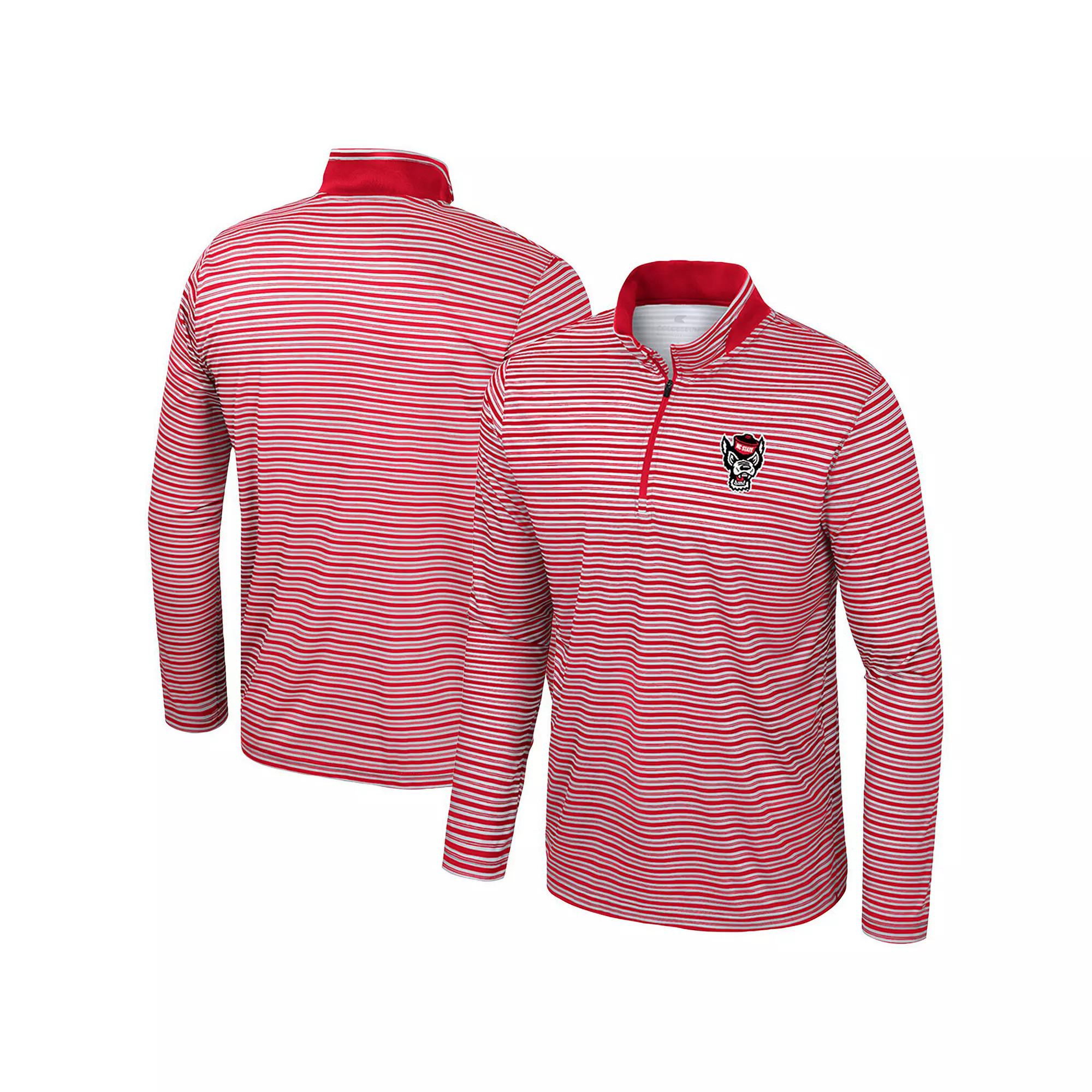 Men's Colosseum Navy West Virginia Mountaineers Striped Quarter-Zip Top,  Product Image