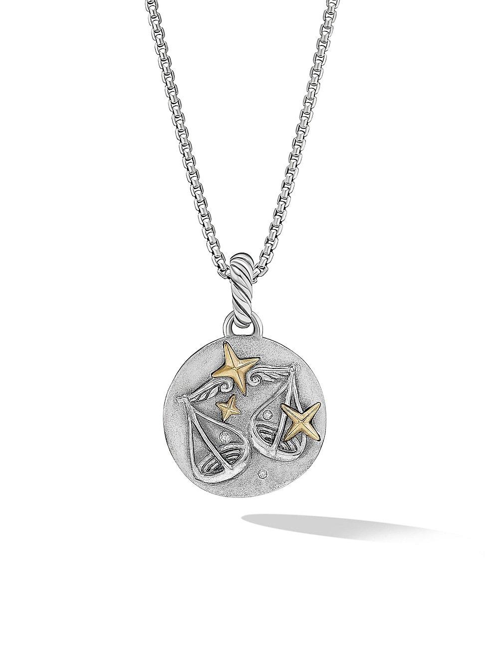 Womens Amulet in Sterling Silver with 18K Yellow Gold and Diamonds, 19MM Product Image