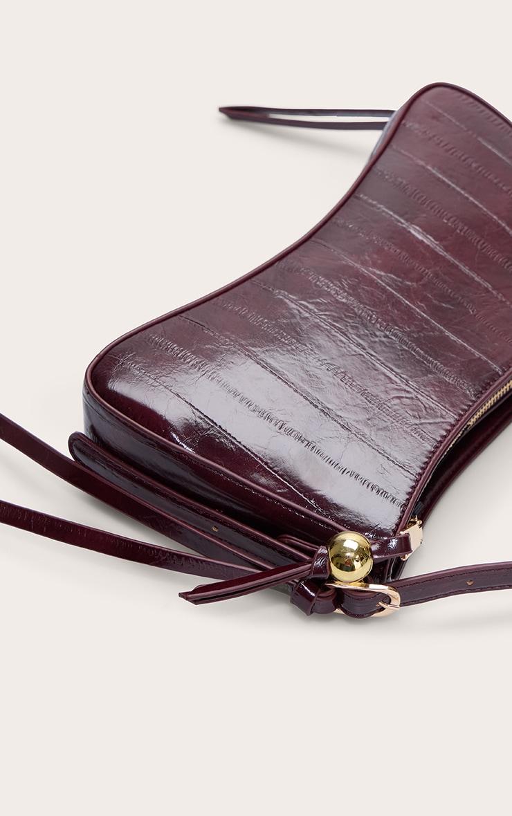 Burgundy Curved Beaded Shoulder Bag Product Image