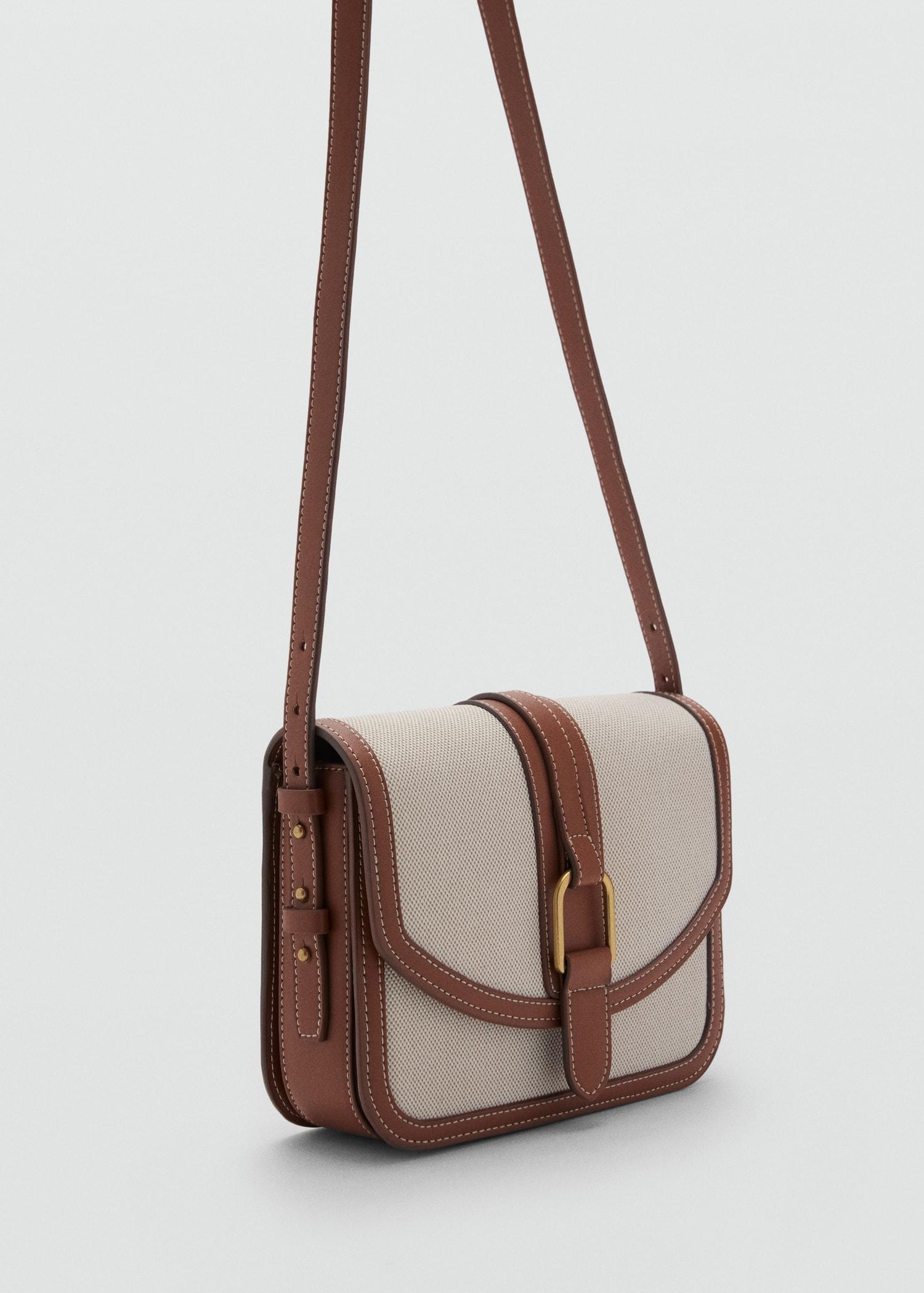 Contrasting canvas shoulder bag - Women | MANGO USA Product Image