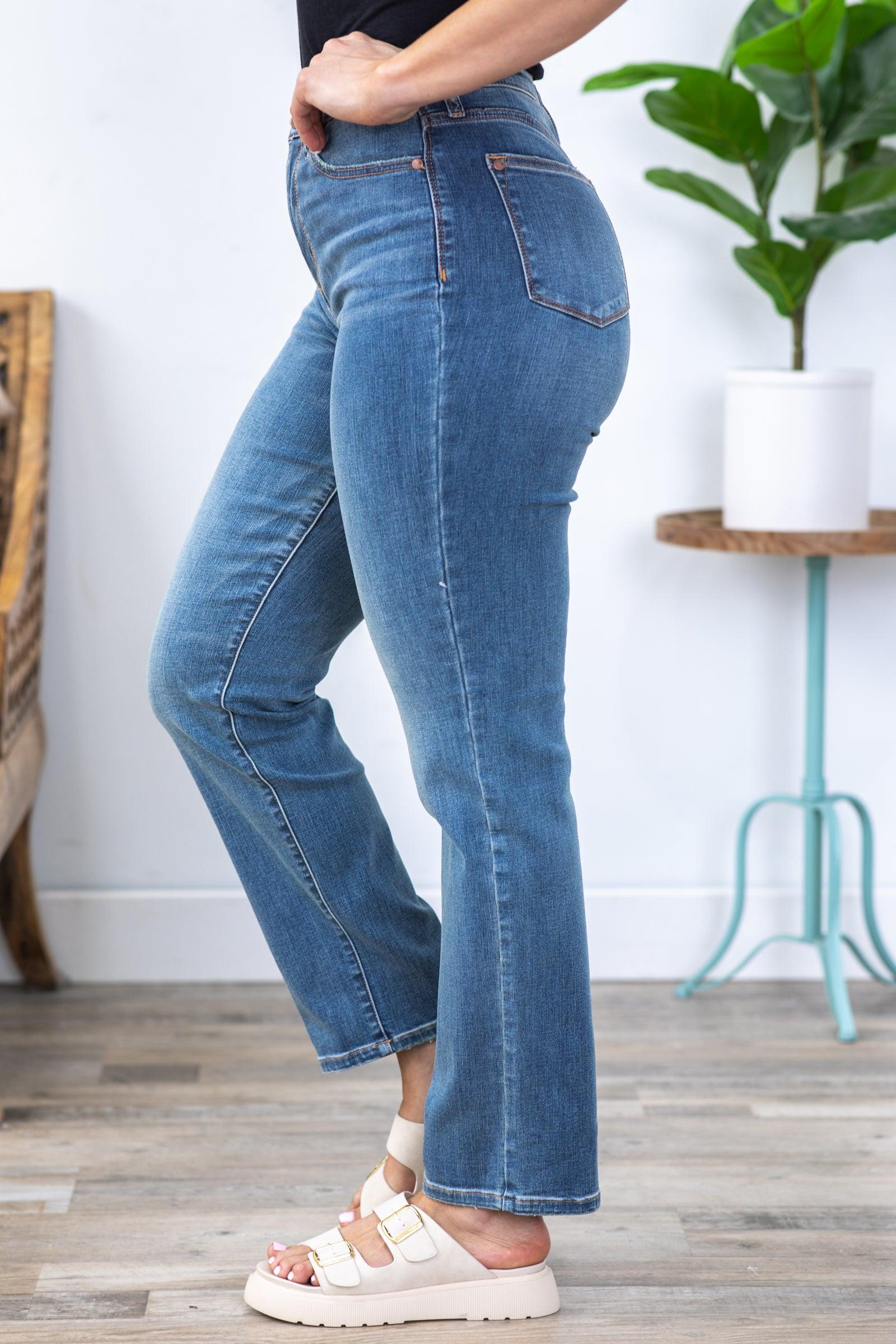 Judy Blue Work It Med Wash Straight Leg Jeans Product Image