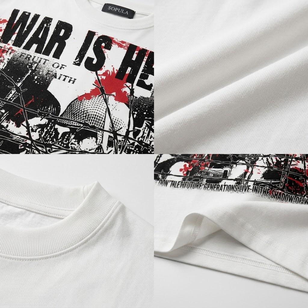 War Is A Hell Retro Old Graphic Cotton T-Shirt Product Image