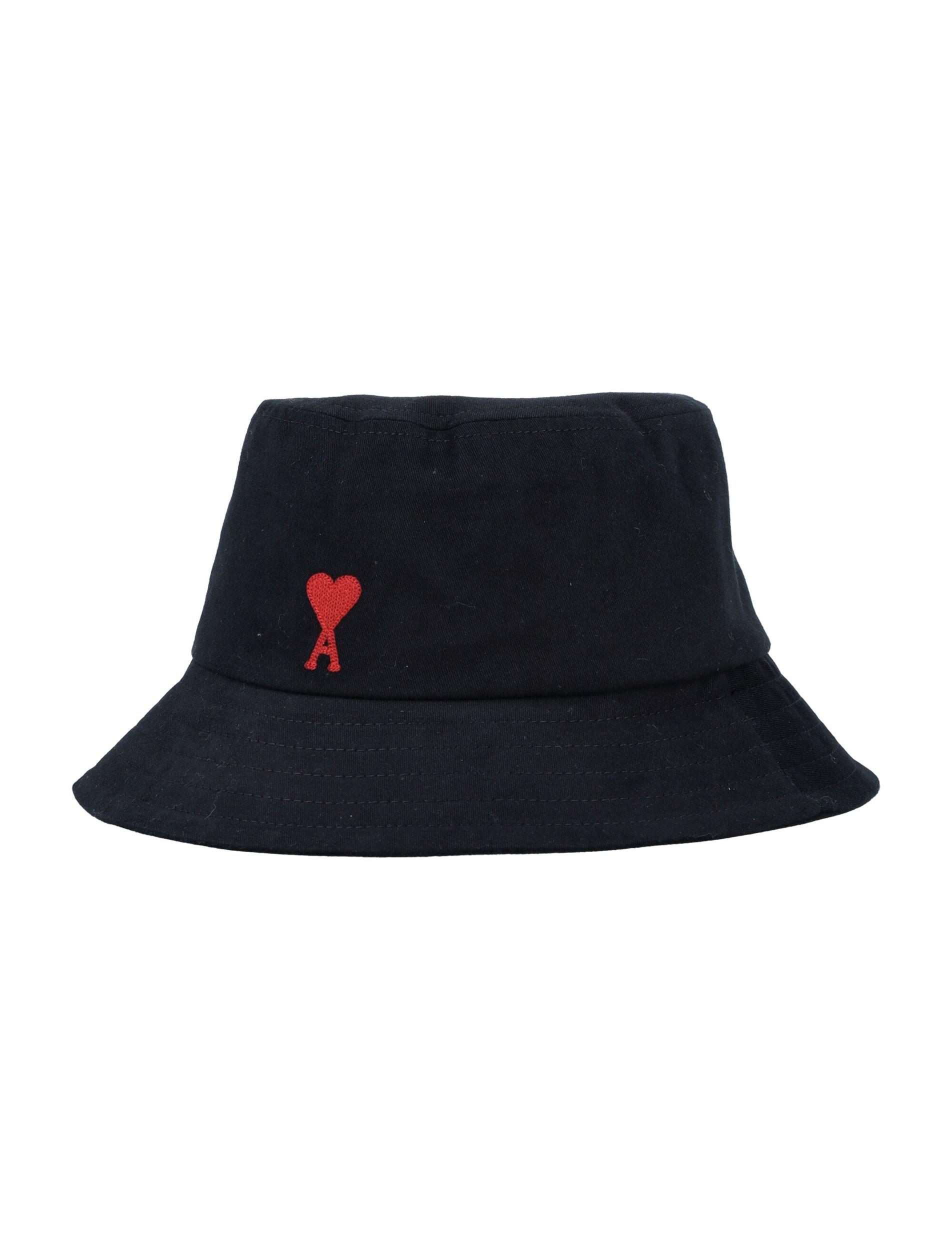 AMI ALEXANDRE MATTIUSSI Ami Paris Ami Paris De Coeur Cotton Bucket Hat In Black Product Image