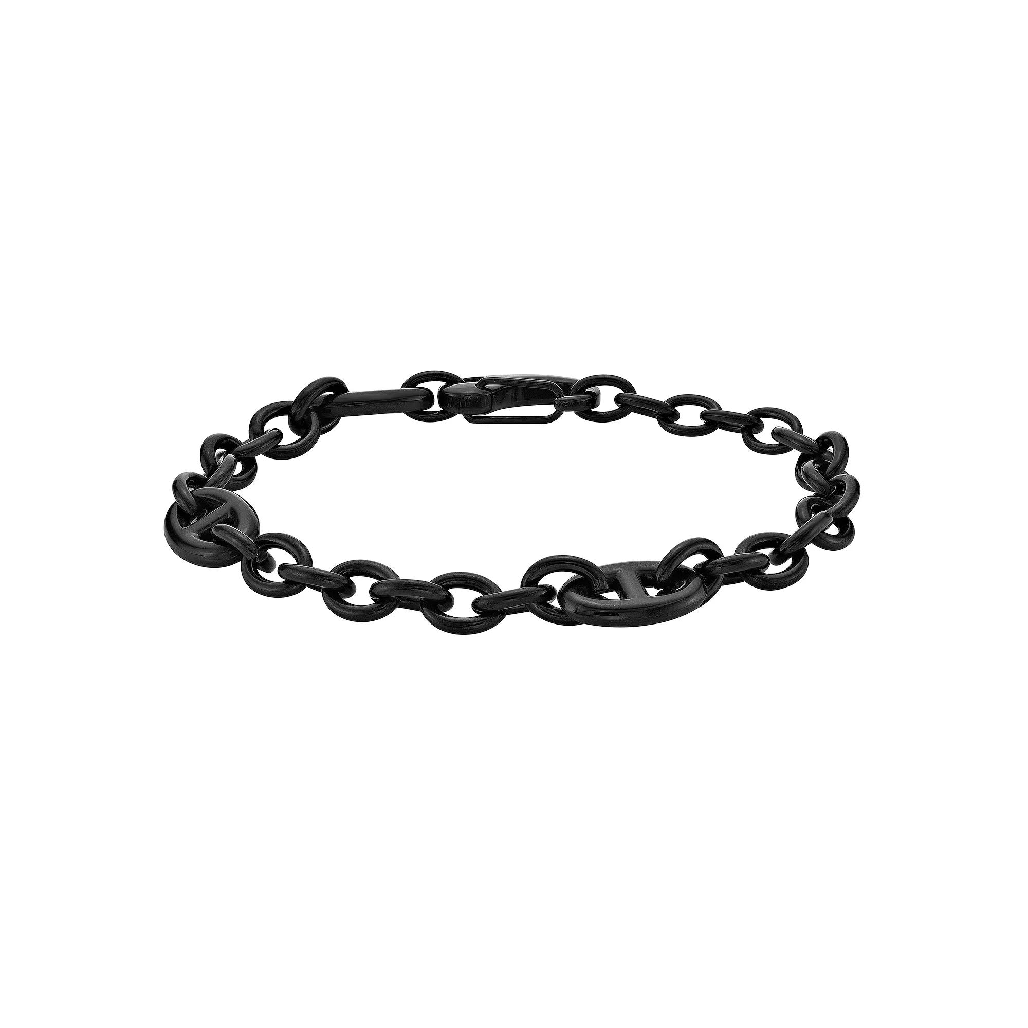 Men's LYNX Stainless Steel Black Ion Plated Link Chain Bracelet,  Product Image