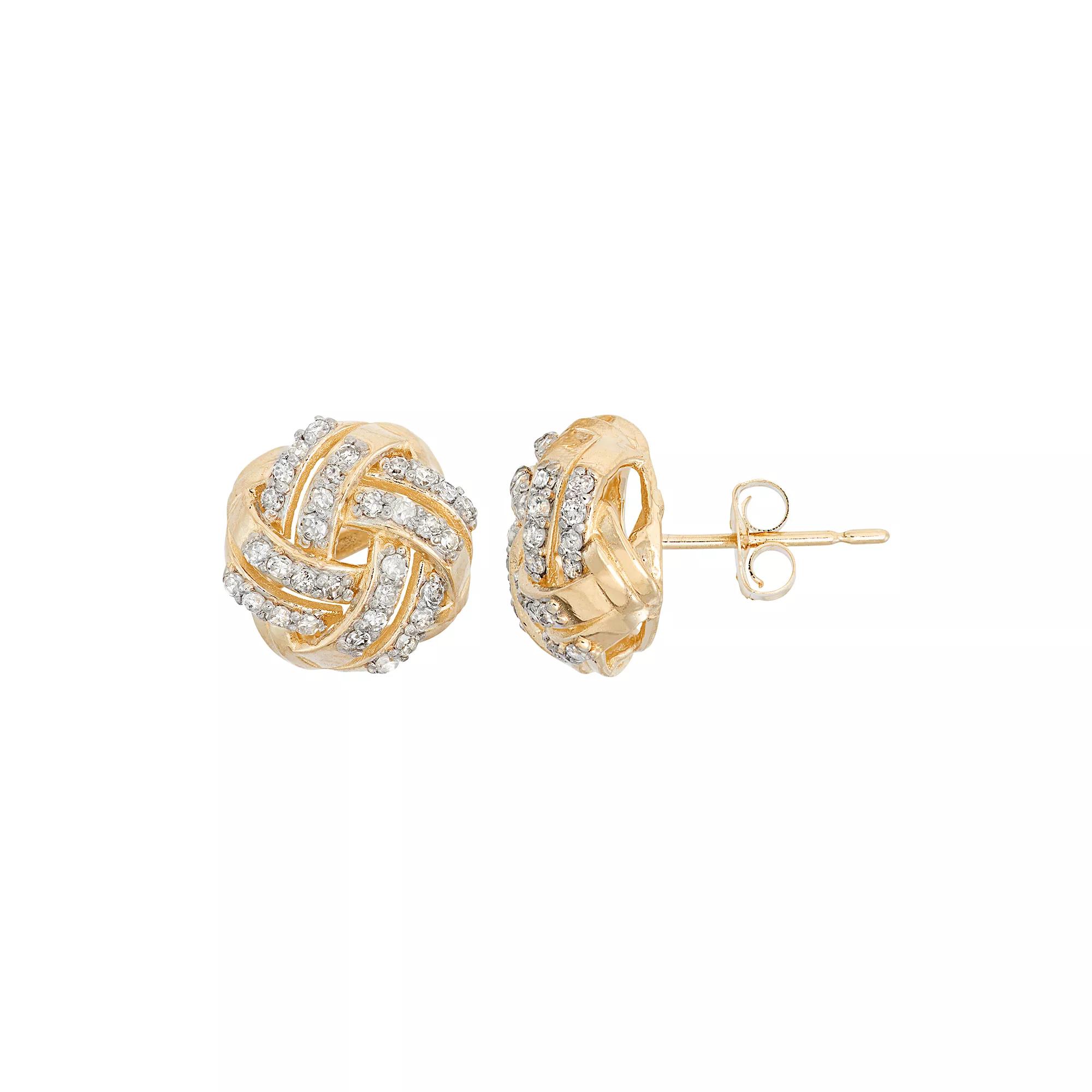 Tiara 10k Gold 1/3 Carat T.W. Love Knot Stud Earrings, Women's, 10k Yellow Gold Product Image