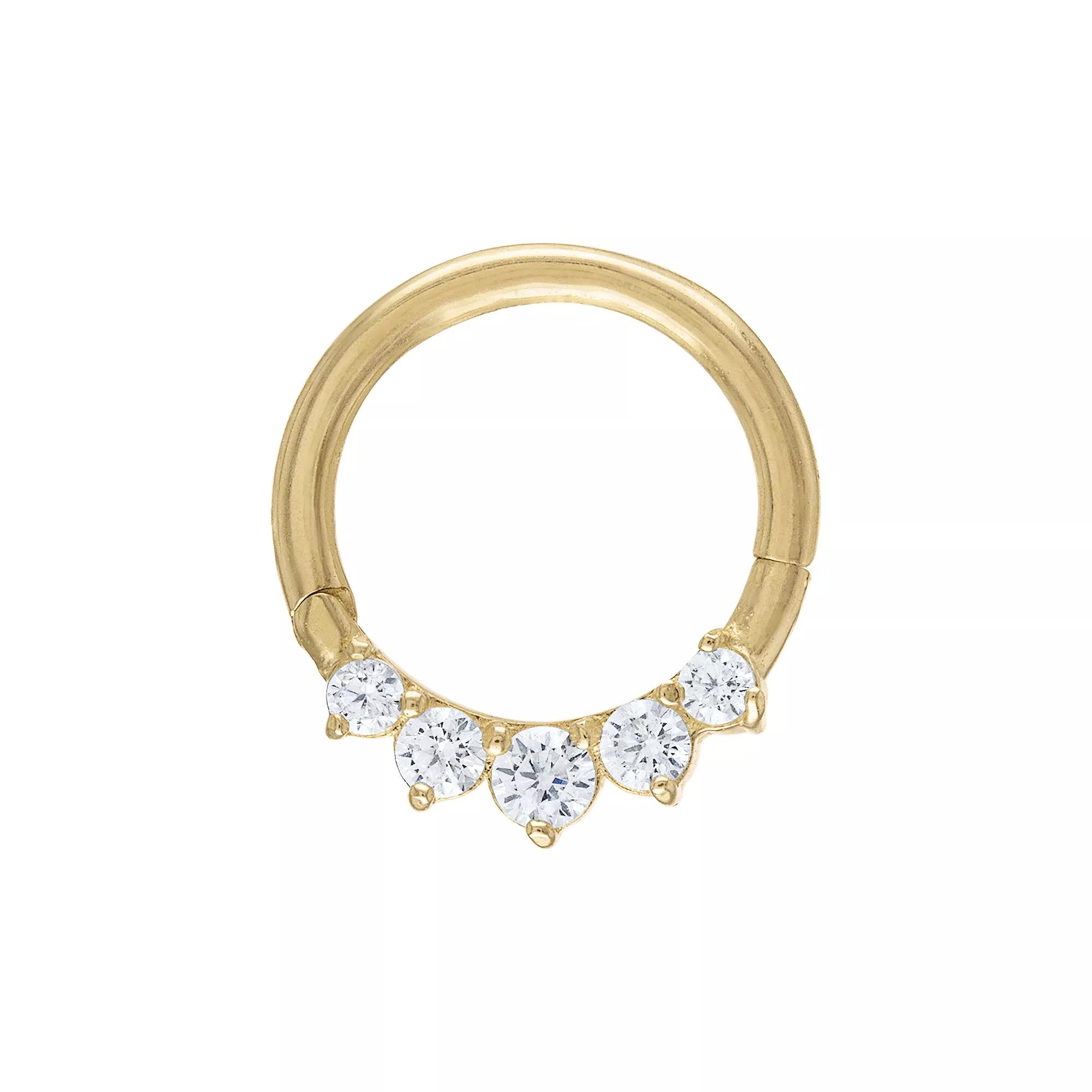 Amella Jewels 14k Gold Over Silver Cubic Zirconia Clicker Earring, Women's, Gold Tone Product Image