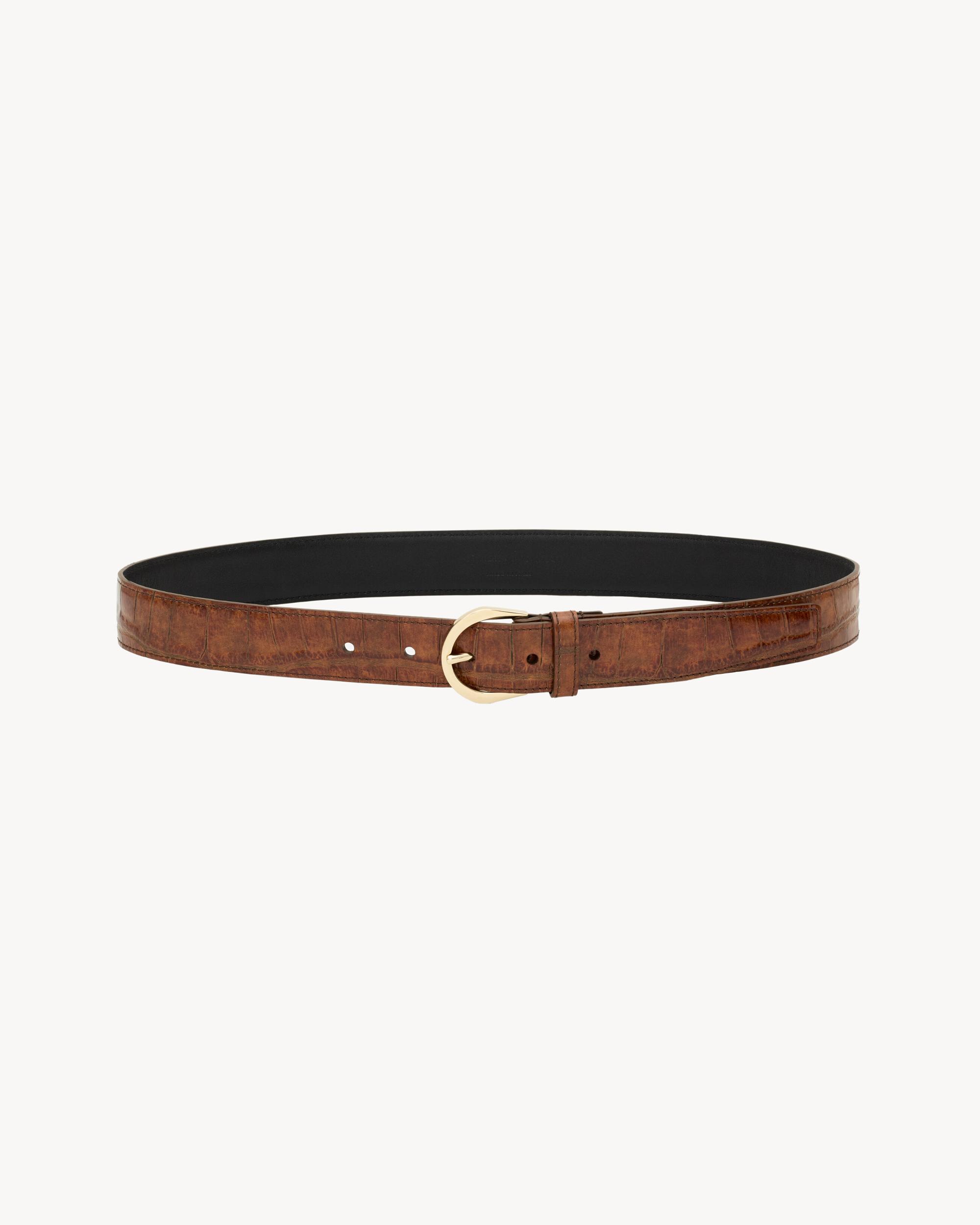 crescent moon belt in crocodile-embossed leather Product Image