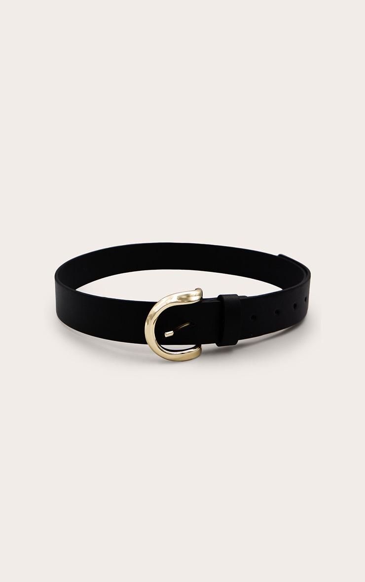 Black Pu Curved D-ring Gold Buckle Belt Product Image
