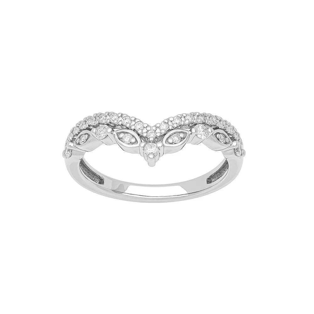 Love Always 10k White Gold 1/4 Carat T.W. Diamond Chevron Band, Women's,  Product Image