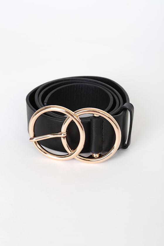 Double Oh Heaven Black Double Buckle Belt Product Image