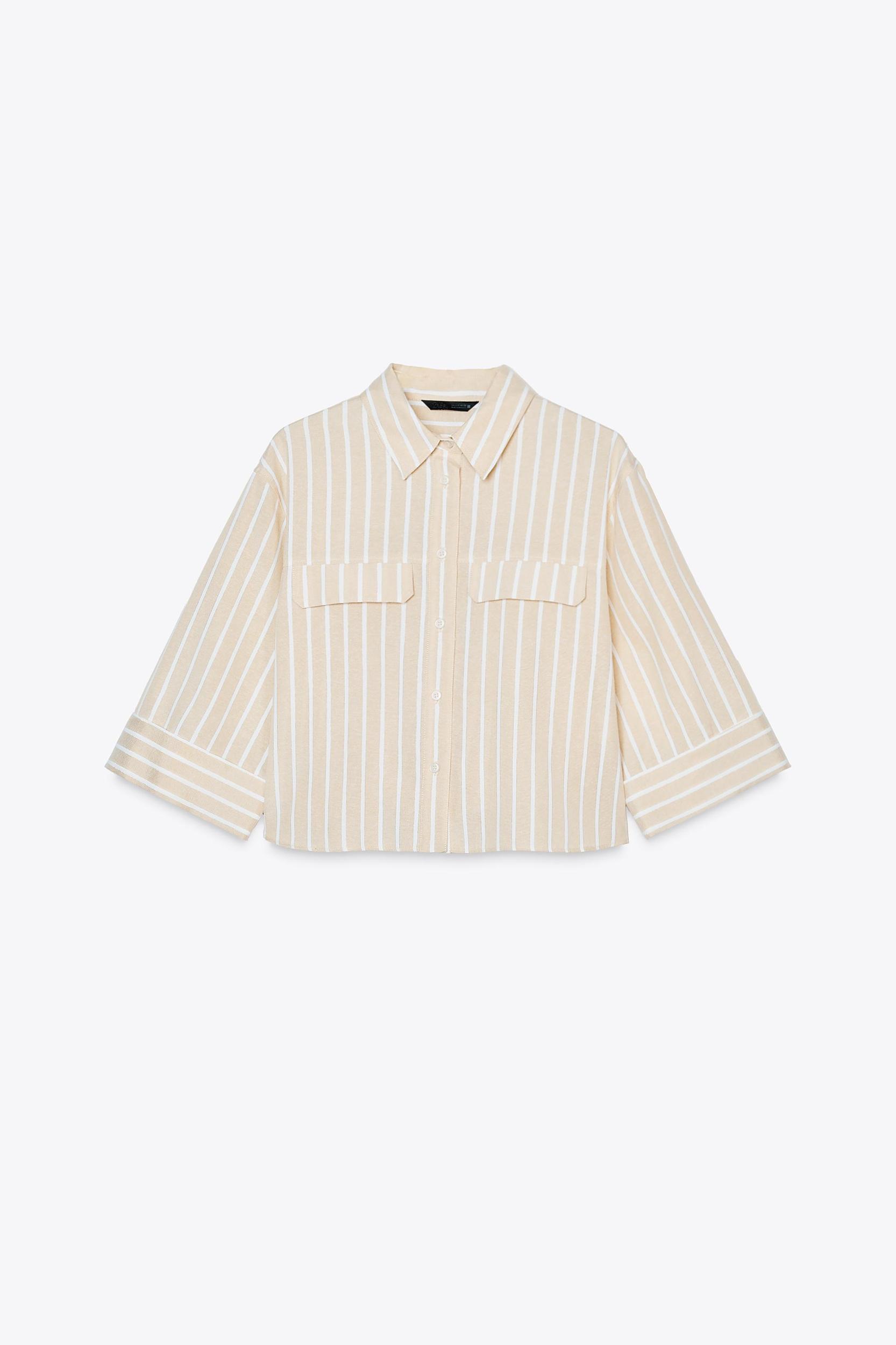 METALLIC THREAD STRIPED CROP TOP Product Image