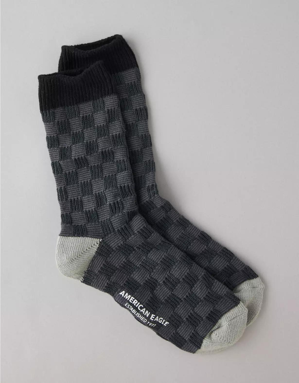 AE Checkerboard Terry Crew Socks Product Image
