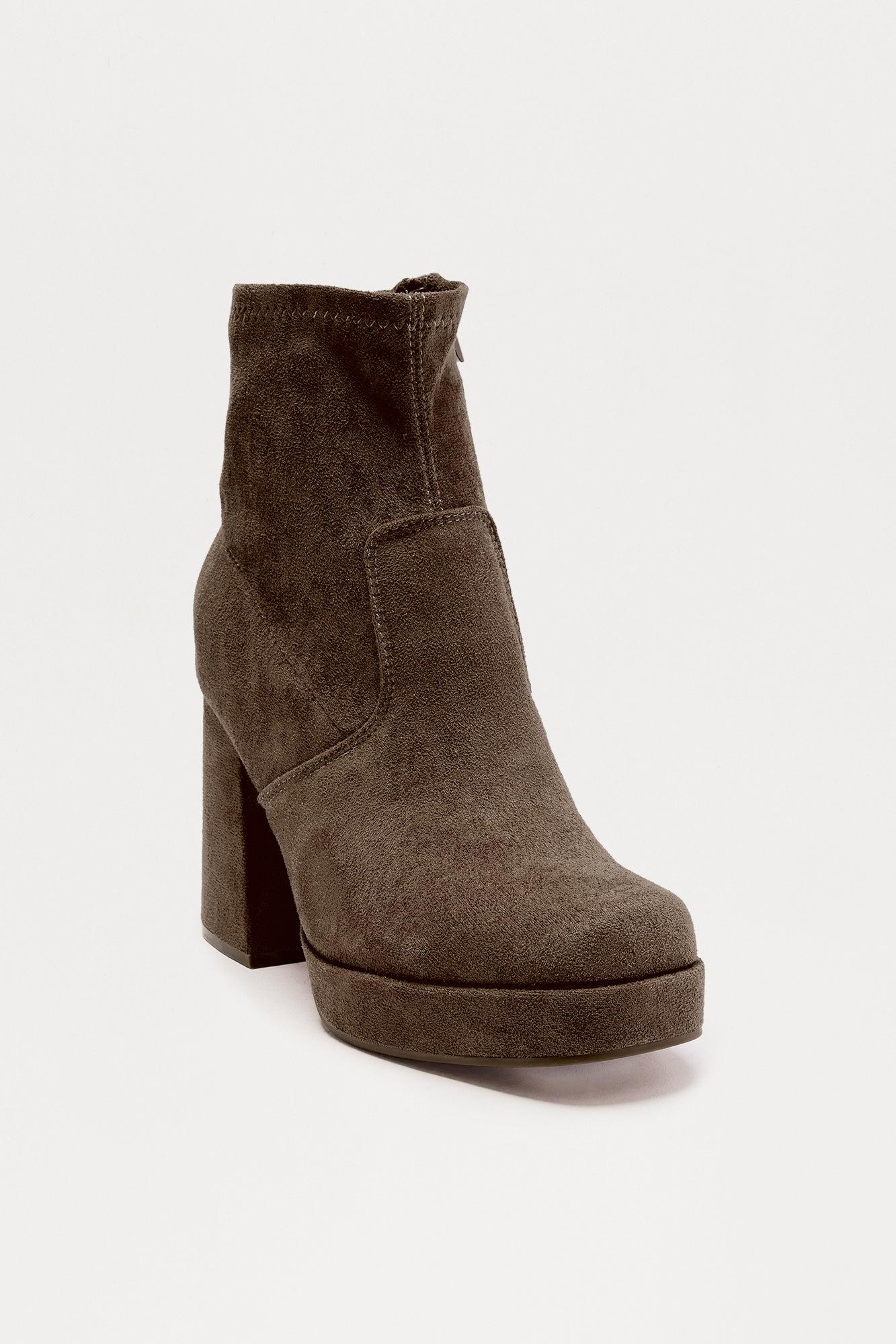 Navy Platform Booties - Brown Female Product Image