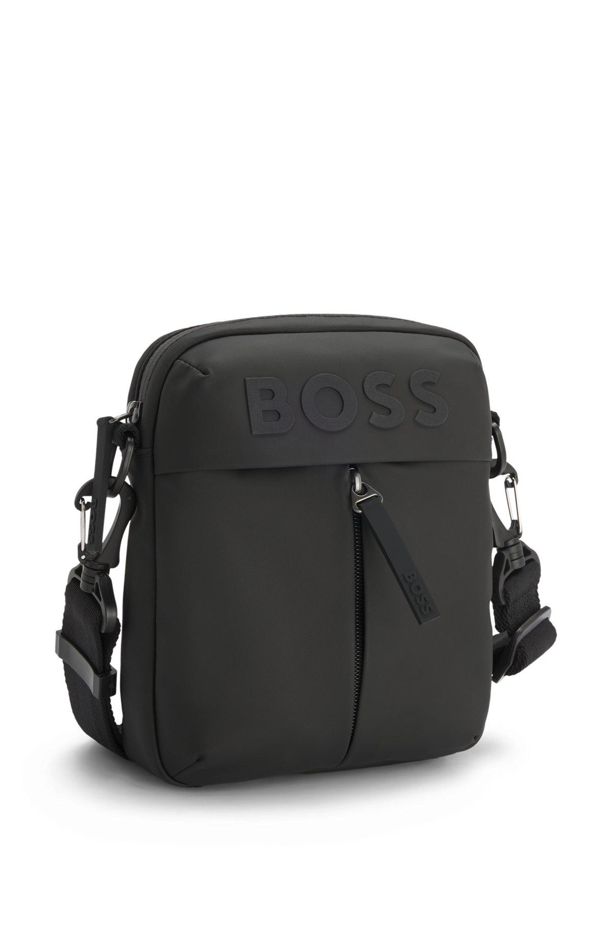 Faux-leather reporter bag with tonal logo Product Image