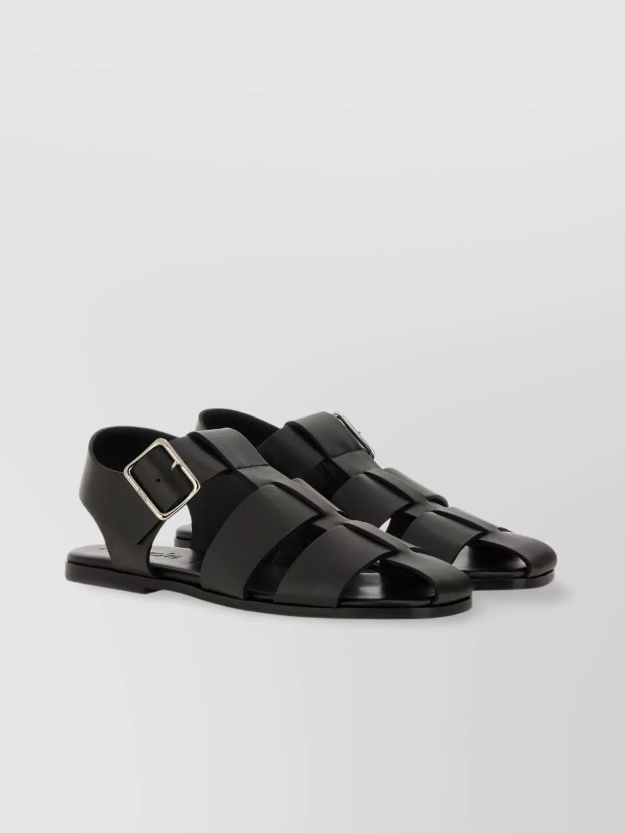 AEYDE 10mm Whit Leather Fisherman Sandals In Black Product Image