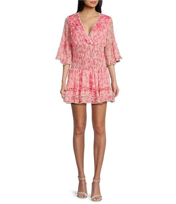 C&V Chelsea & Violet Printed Smocked Waist Mini Dress Product Image