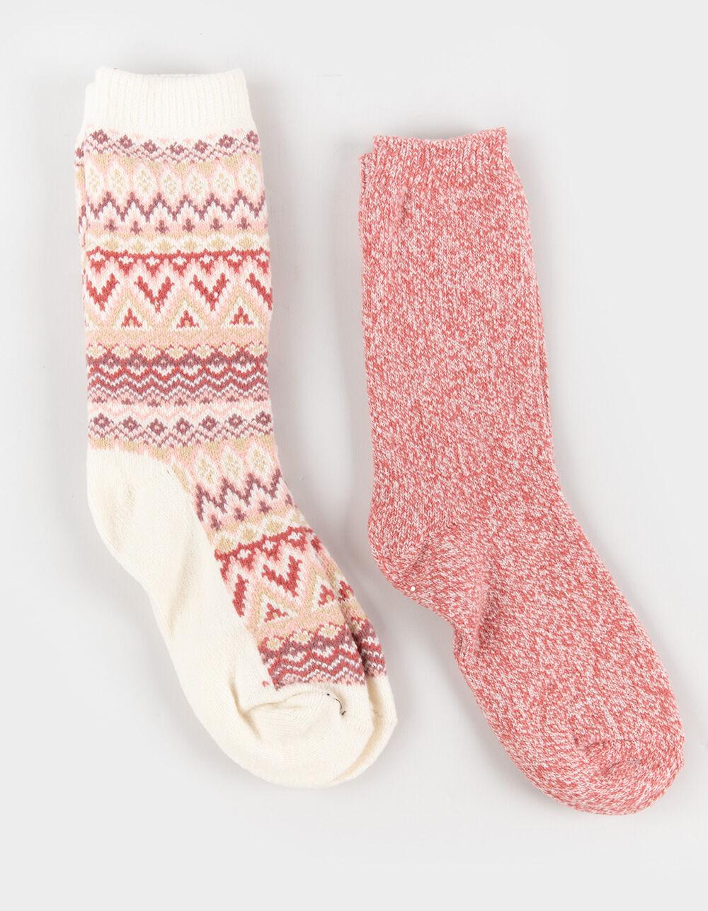 FULL TILT Super Soft Cozy Fair Isle Womens Socks - PINK COMBO Product Image
