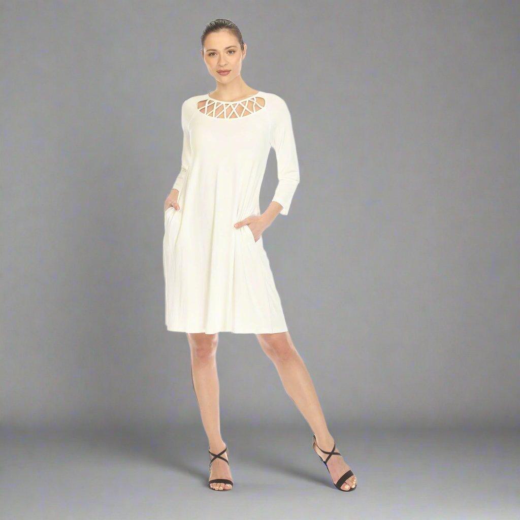 Criss Cross Neckline Swing Midi Dress Product Image