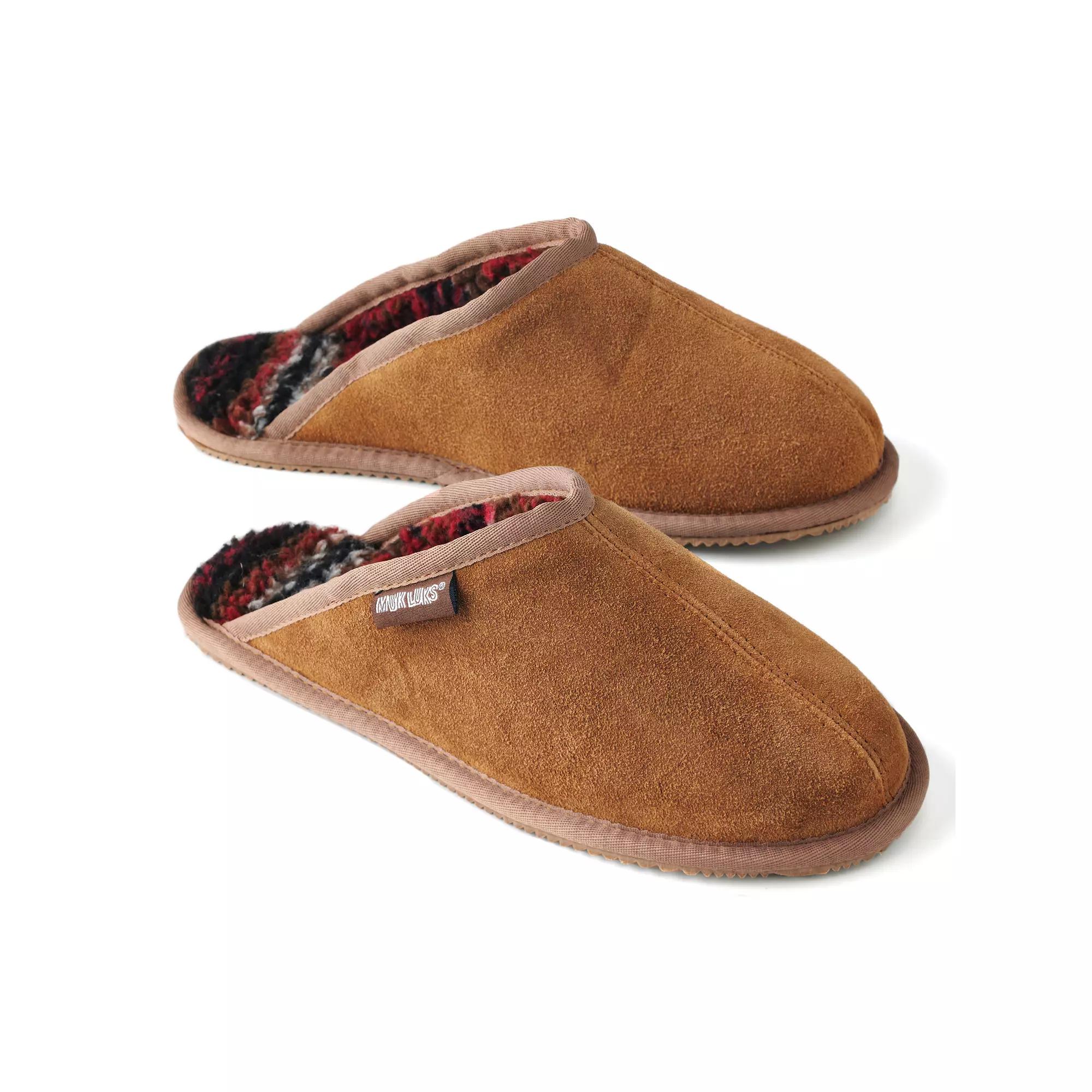 MUK LUKS Dave Men's Printed Berber Suede Scuff Slippers,  Product Image