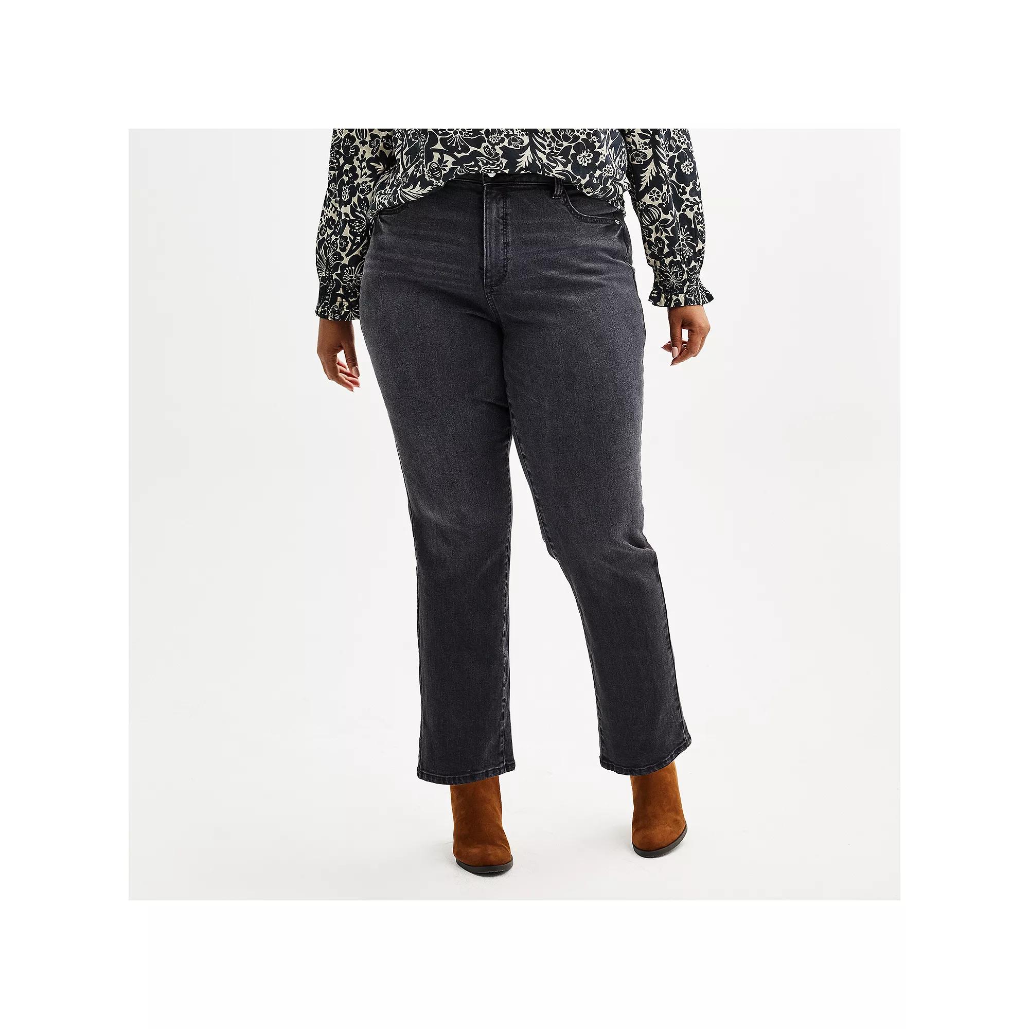 Plus Size Sonoma Goods For Life® High Rise Straight Jeans, Women's, Size: 20 W, Black Wash Product Image