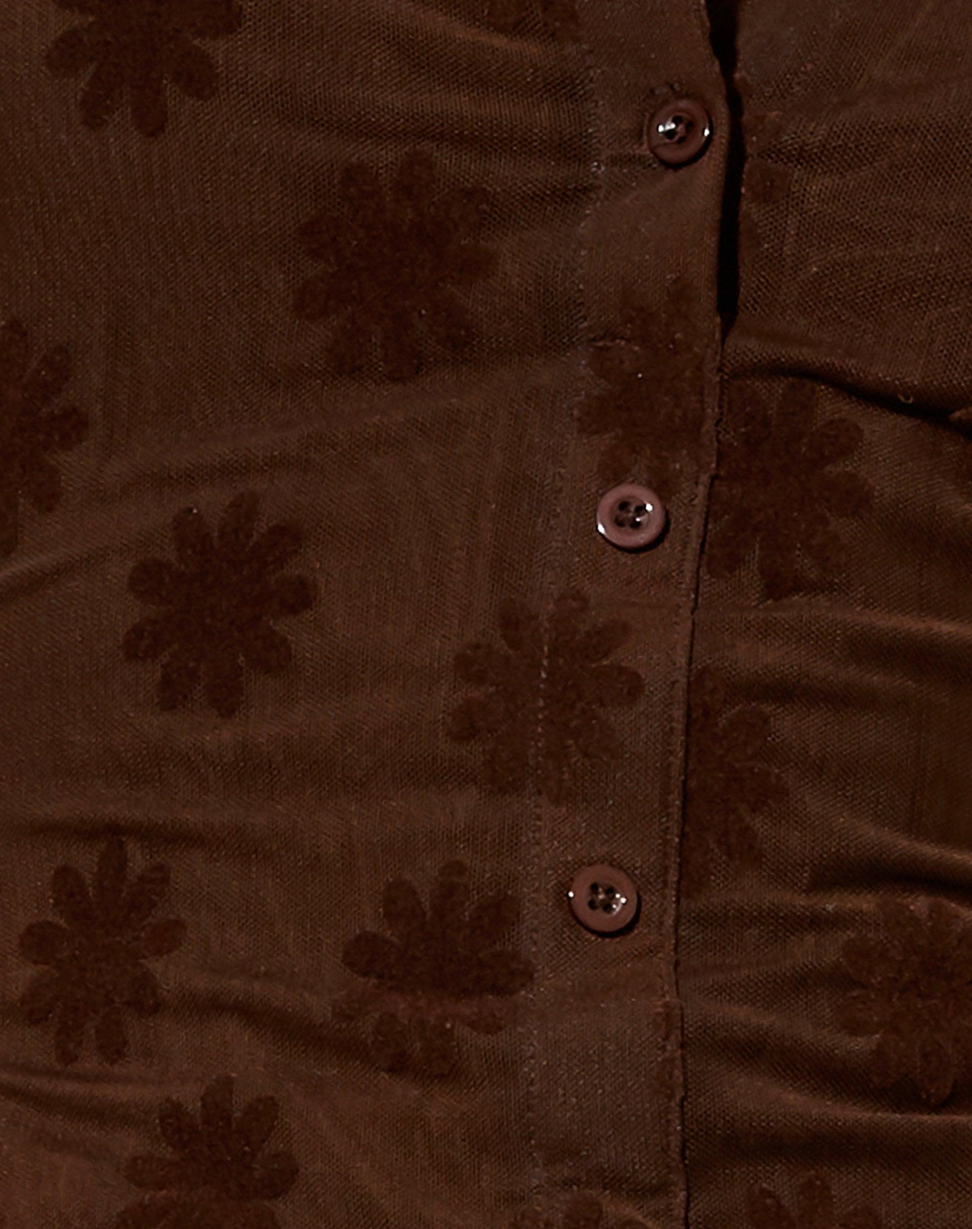 Avalo Mini Dress in Brown Flock Daisy Mesh Product Image