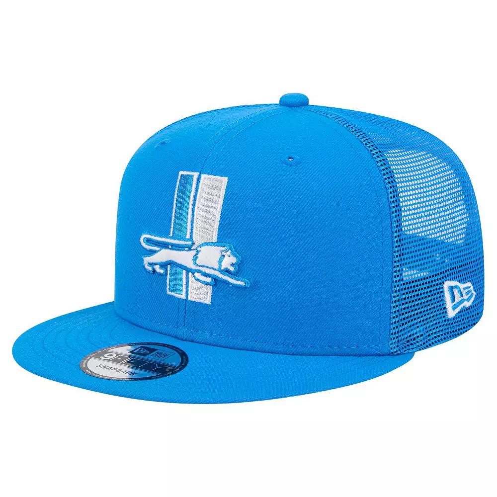 Men's New Era Blue Detroit Lions Throwback Main Trucker 9FIFTY Snapback Hat Product Image