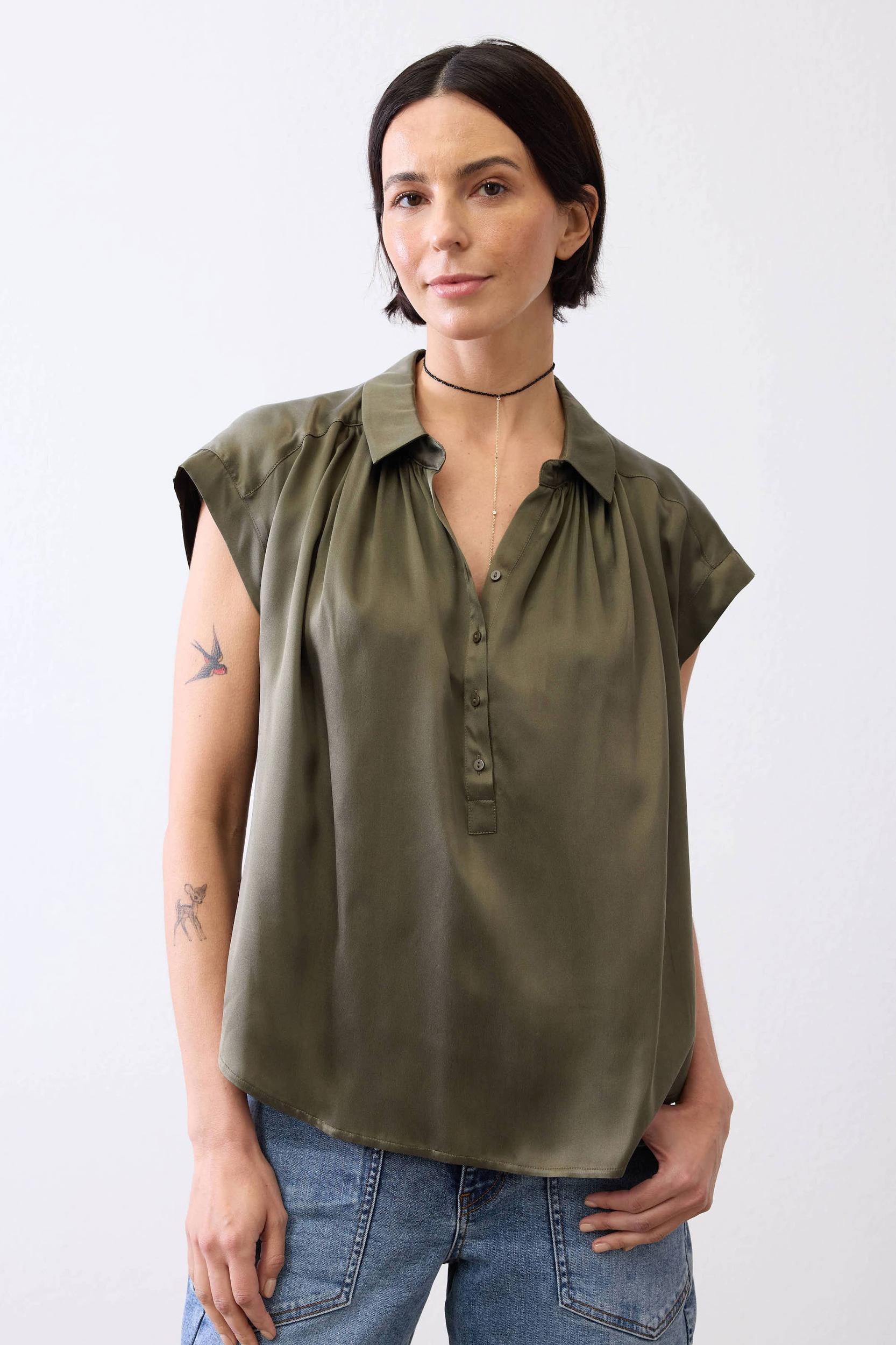 The Nonchalant Oversized Silk Blouse Product Image