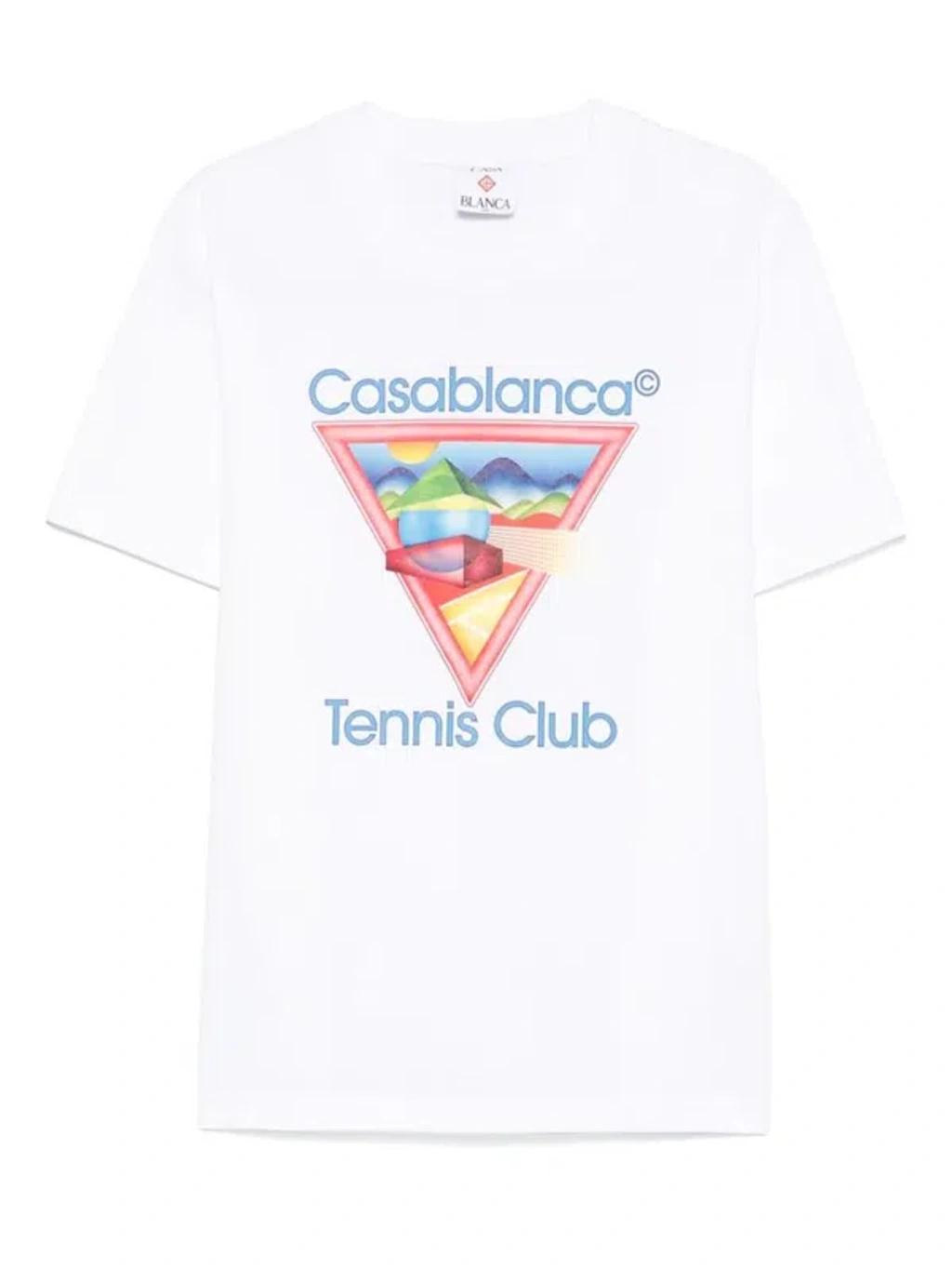 CASABLANCA Cotton Crew Neck T-shirt With Graphic Print In White Product Image