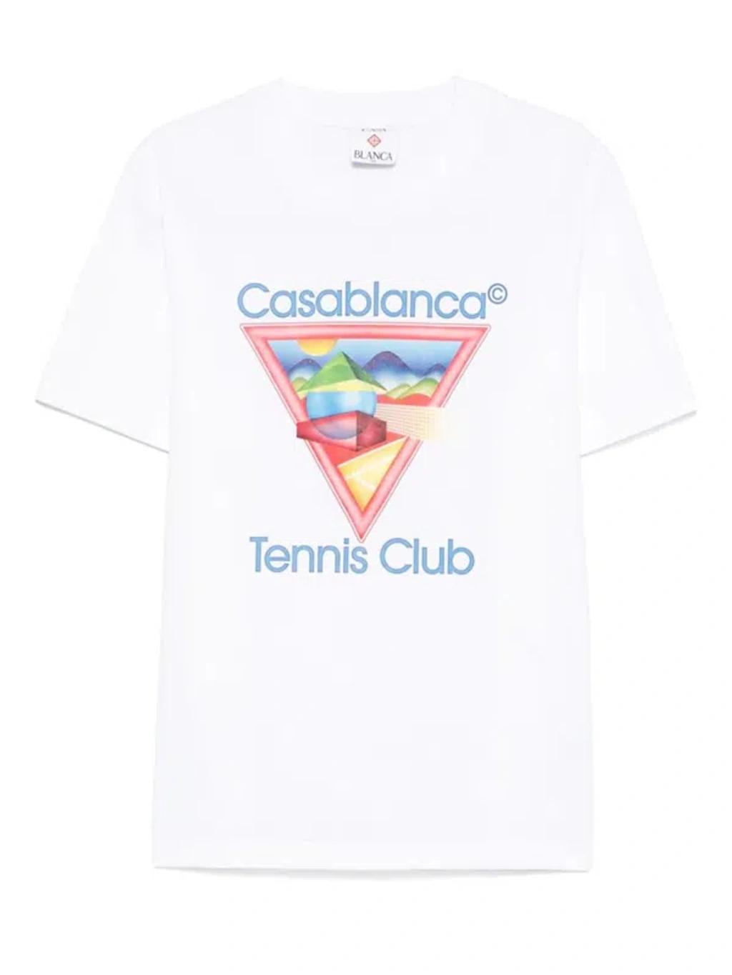 CASABLANCA Cotton Crew Neck T-shirt With Graphic Print In White Product Image