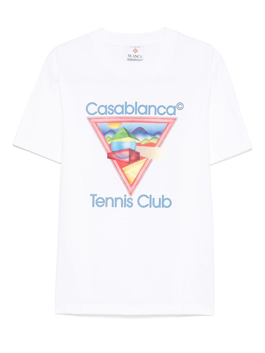CASABLANCA Cotton Crew Neck T-shirt With Graphic Print In White Product Image