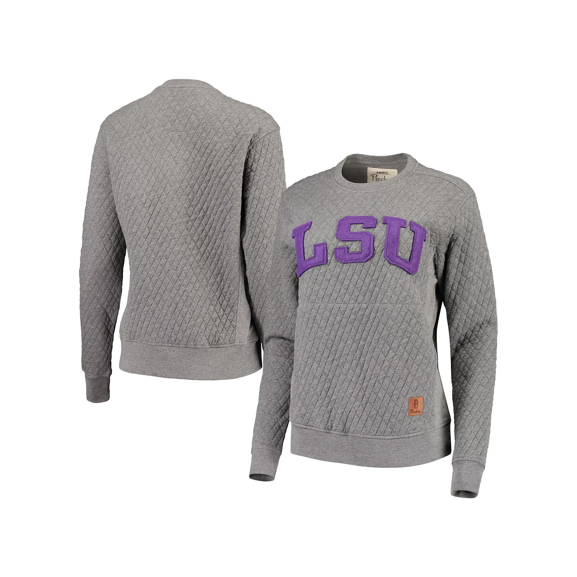 Women's Pressbox Heather Charcoal LSU Tigers Moose Quilted Pullover Sweatshirt,  Product Image