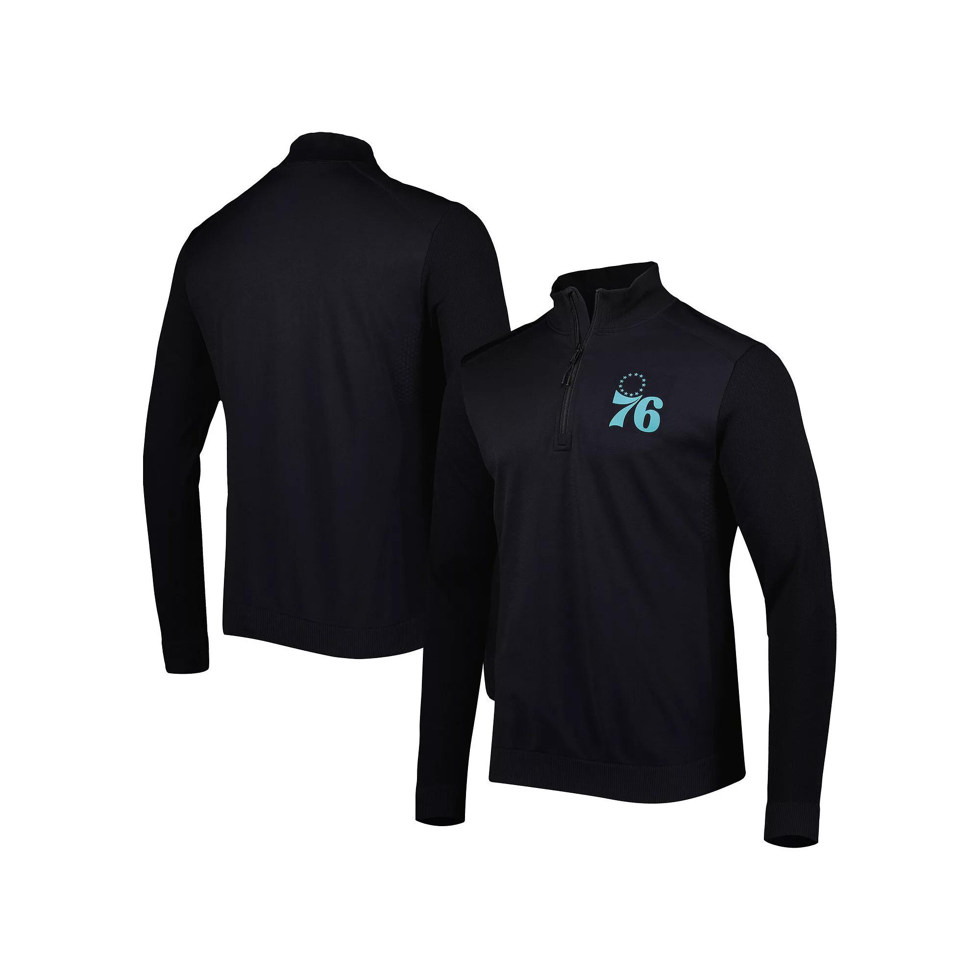 Men's Levelwear Black Philadelphia 76ers Nano Engineered Knit Fabric Quarter-Zip Jacket,  Product Image