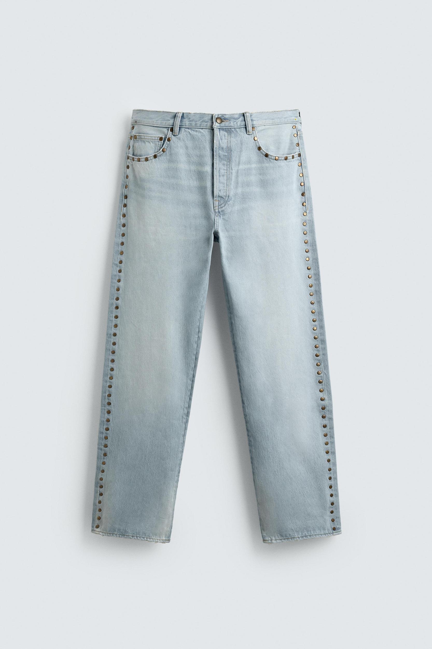 STRAIGHT FIT JEANS WITH METAL STUDS Product Image