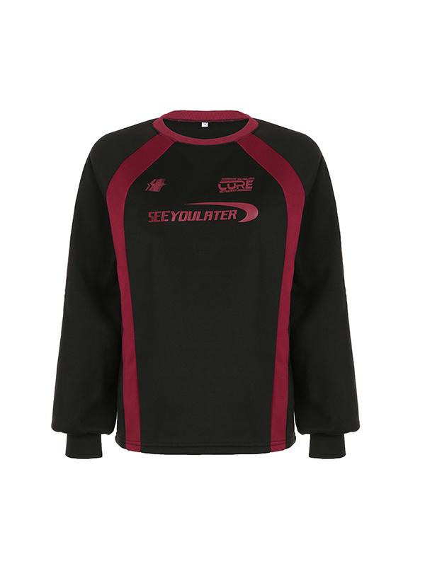 Retro Sports Style Contrasting Letters Sweatshirts Product Image