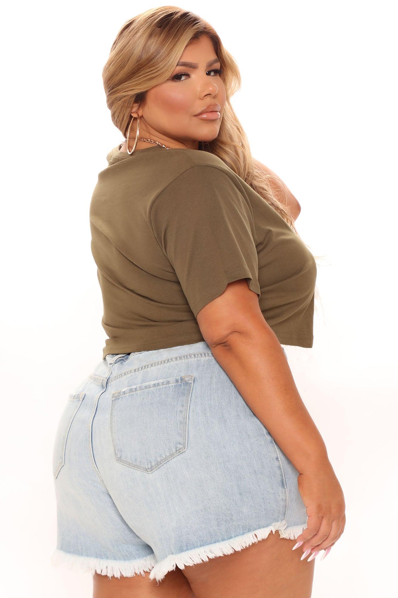 Elisa Relaxed Crop Tee - Olive Product Image