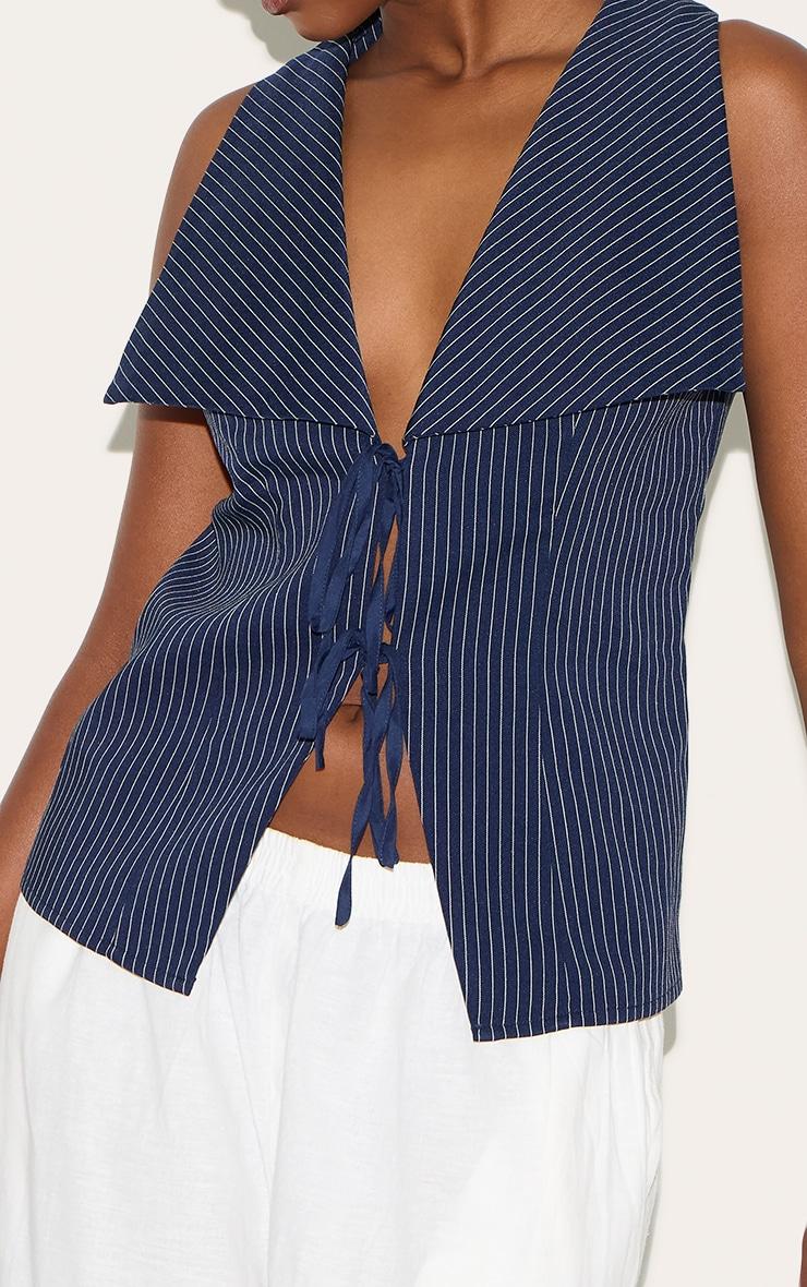 Indigo Blue Striped Cotton Vest Product Image