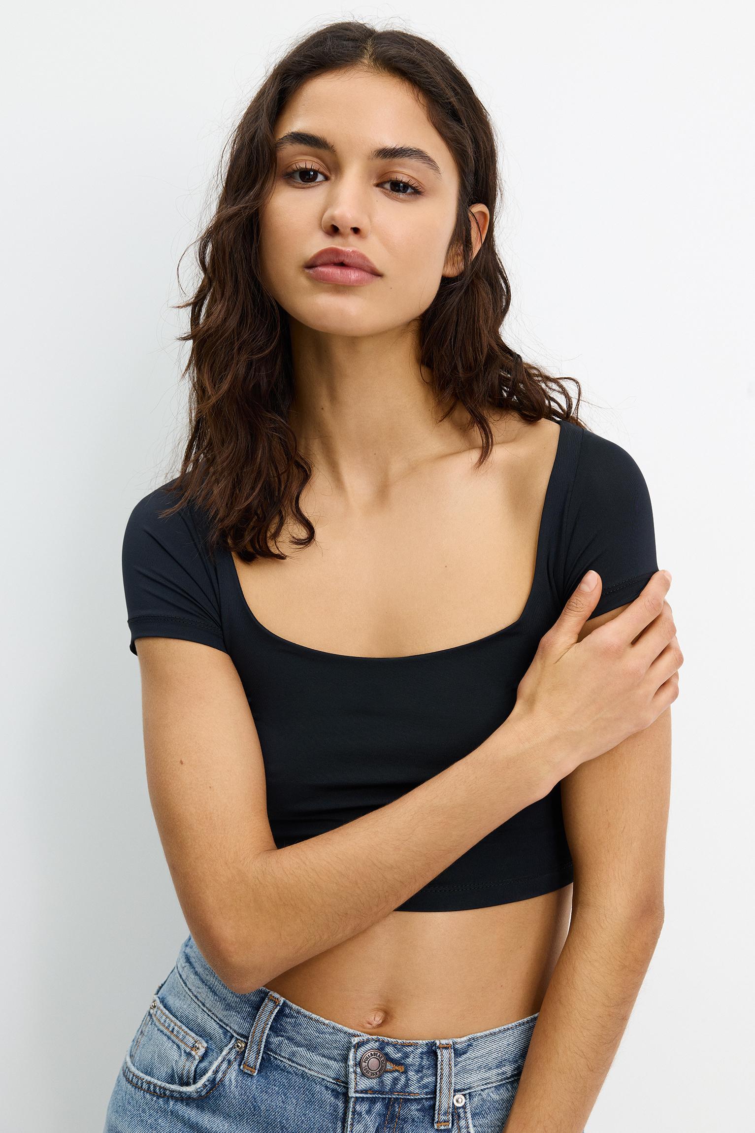 Cropped polyamide T-shirt Product Image