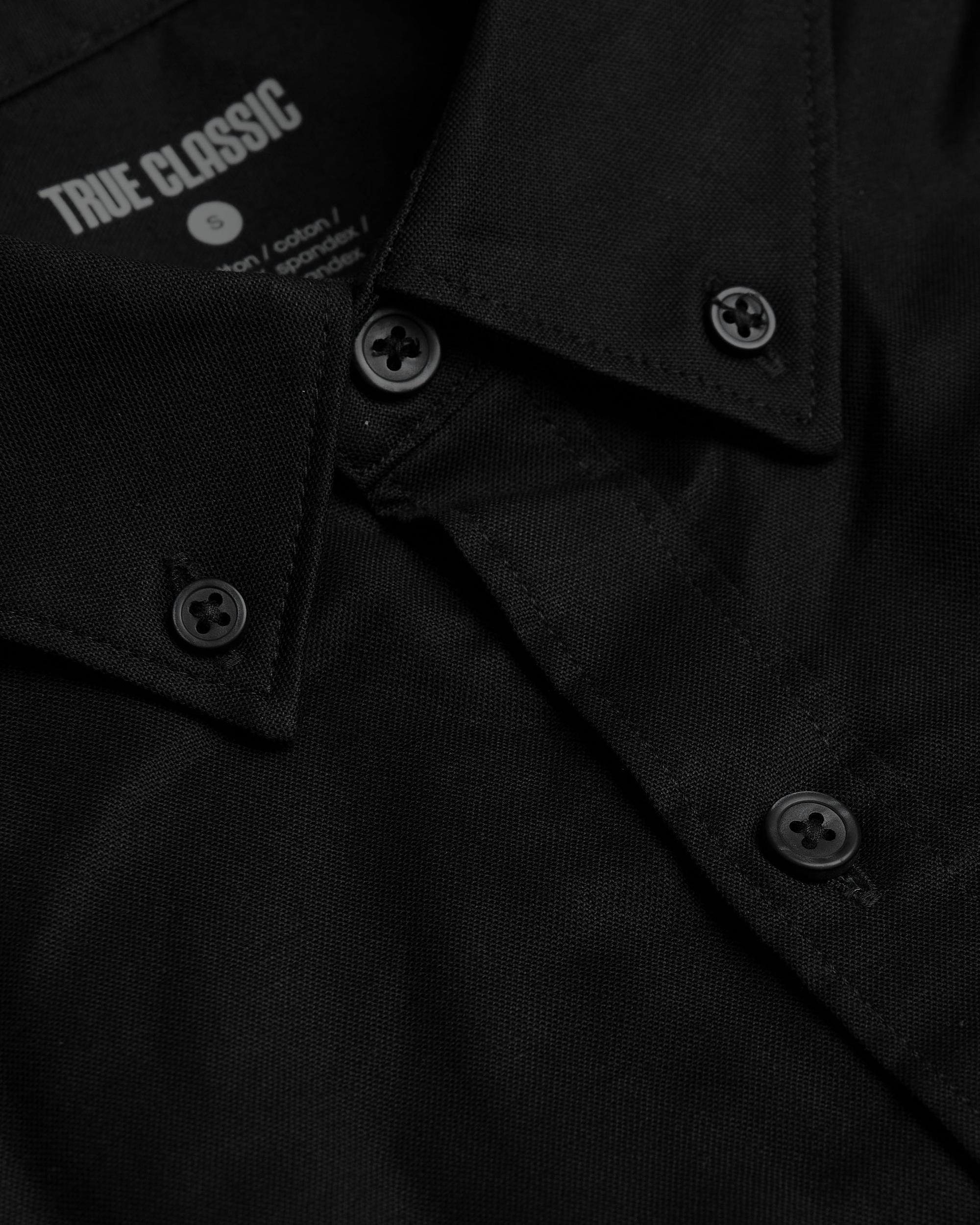 Black Stretch Oxford Long Sleeve Shirt Product Image