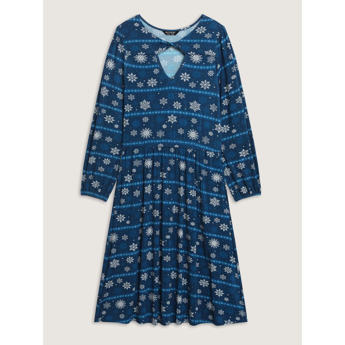 Plus Size Happy Holidays Neck Cut-Out Midi Dress DarkSlateGray Women Leisure Twist Knit Dresses Bloomchic 30/6X Product Image