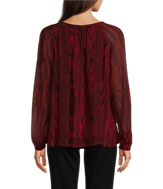 Michael Kors Moire Tie Crew Neck Long Sleeve Top Product Image