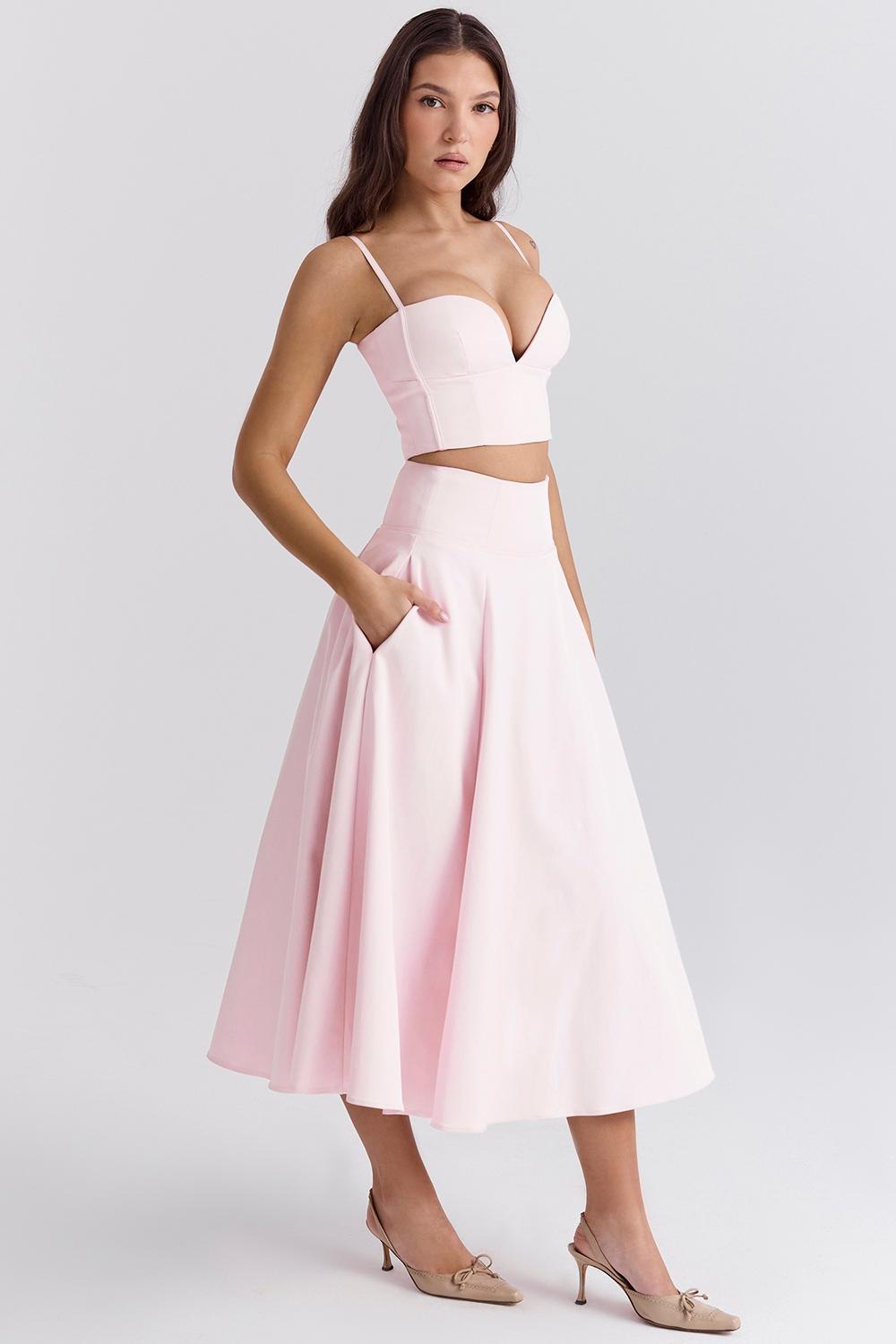 Rita  ballerina pink a-line midi skirt Product Image