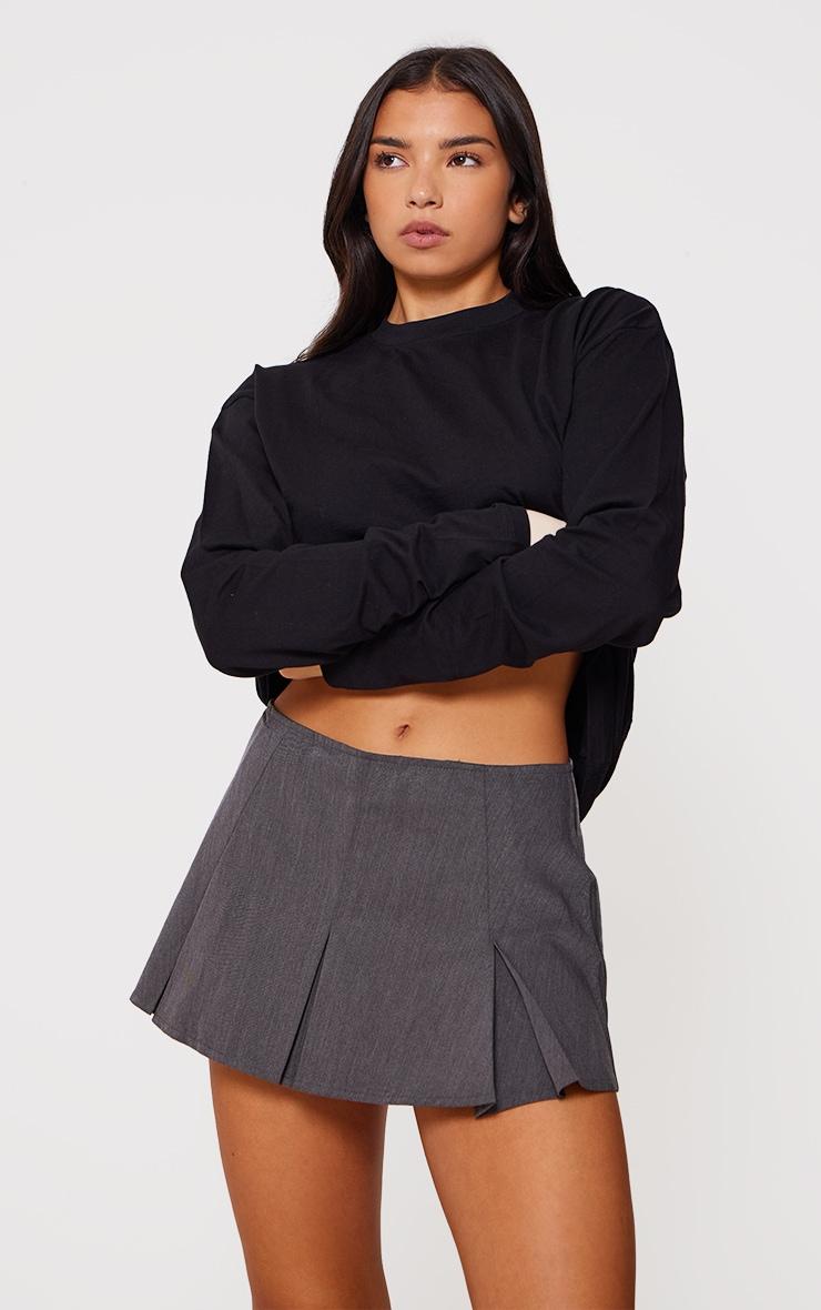 Cotton Black Oversized Long Sleeve T-Shirt Product Image