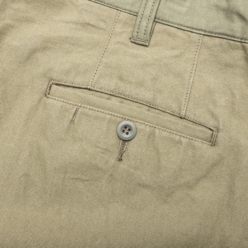 Contrast Cotton Pants - Khaki Male Product Image