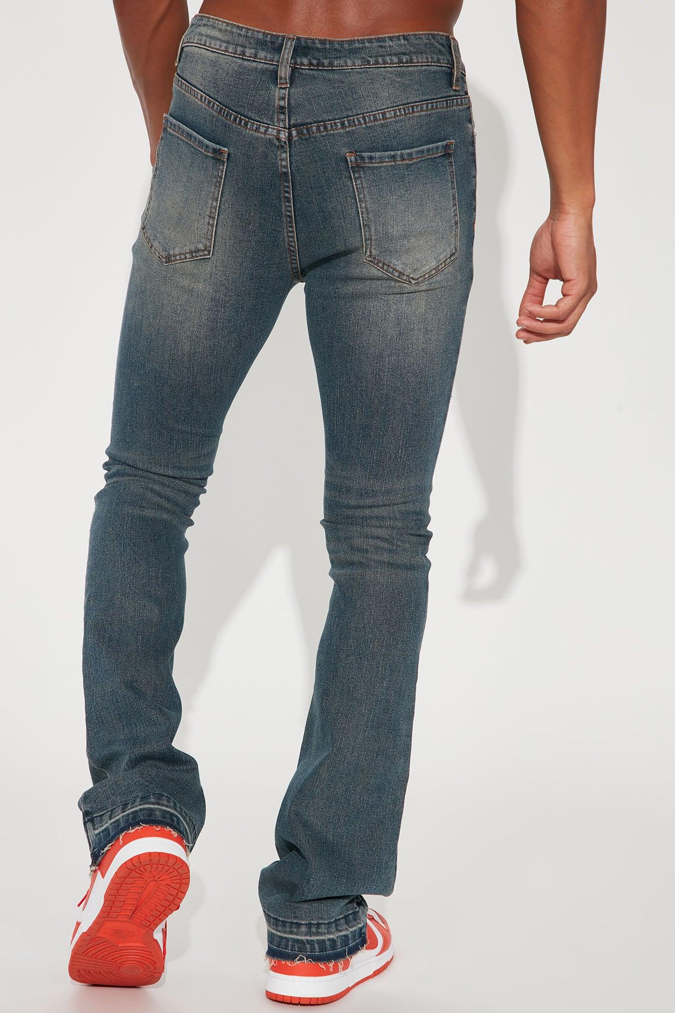 Cornell Stacked Skinny Flare Jeans - Vintage Blue Wash Product Image