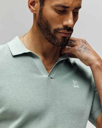 MENS LEETON JOHNNY COLLAR KNIT POLO - B6E562F200 Male Product Image