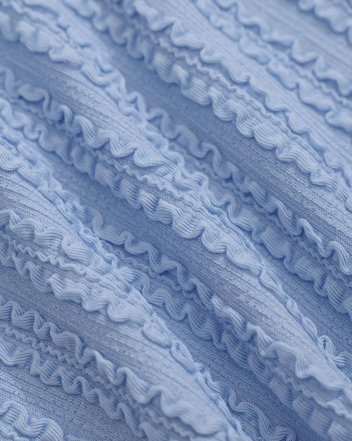 Blue Jacquard Tie-Front Tankini Swimsuit Product Image