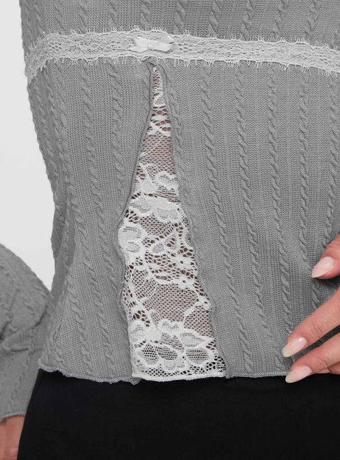 Noir Long Sleeve Top Grey Product Image