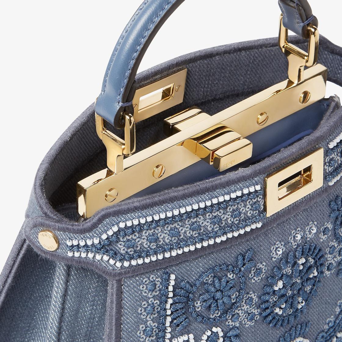 Peekaboo ISeeU PetiteDenim bag with Coral Bandana embroidery Product Image