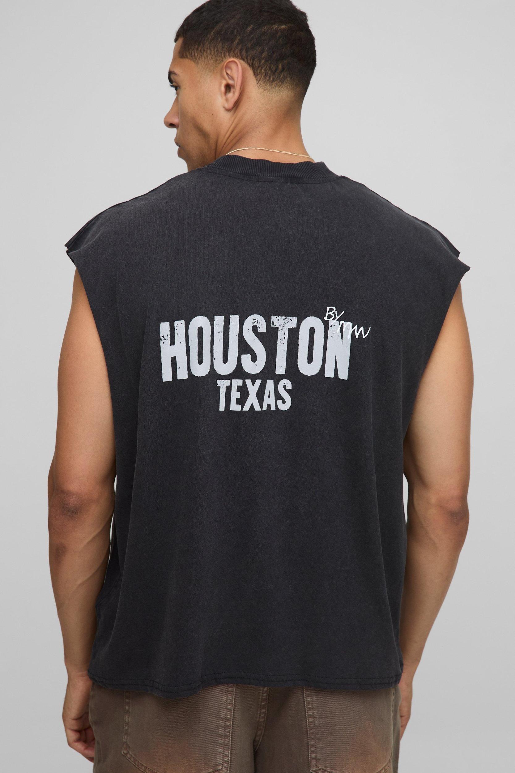 Black Oversized Boxy Extended Neck Western Washed Graphic Tank | boohooMAN USA Product Image