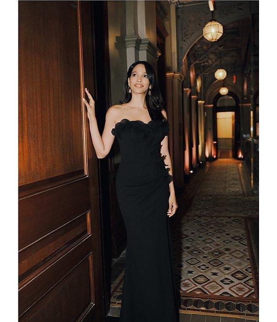 Xscape Strapless Flower Ruffle Sleeveless Gown Product Image